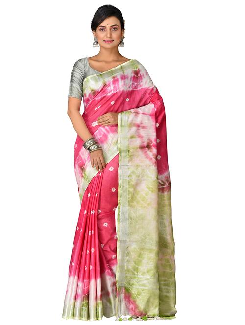 multi colored tie & dye handloom saree with blouse - 20614165 - Standard Image - 0