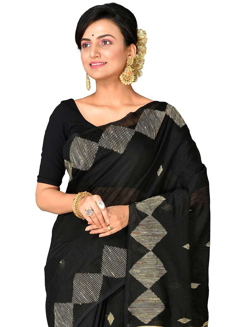 women geometric handloom saree with blouse - 20614167 -  Standard Image - 2
