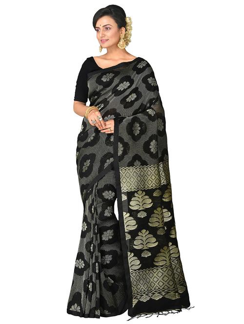 multi colored linen handloom saree with blouse - 20614171 - Standard Image - 0