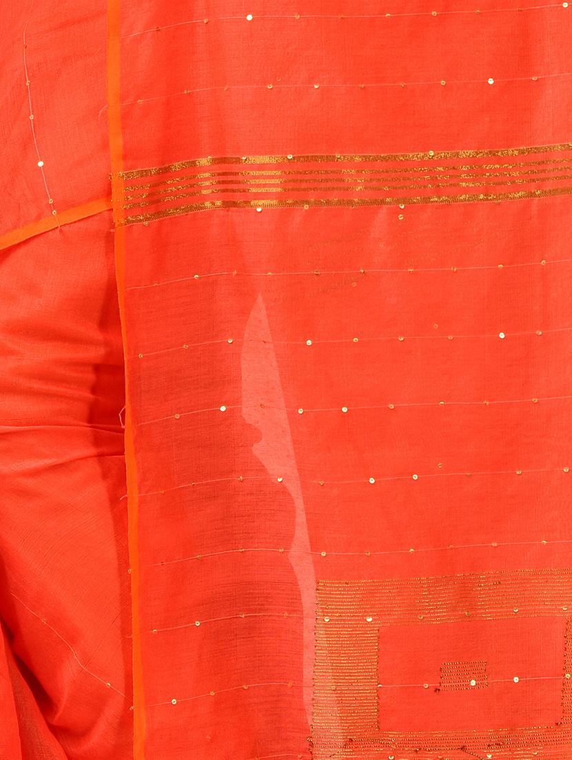 orange self design handloom saree with blouse - 20614178 - Standard Image - 2