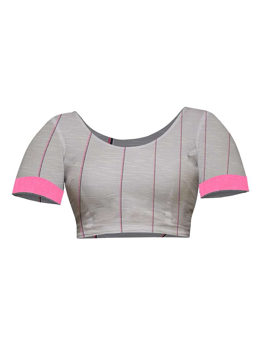 multi colored cotton blend handloom saree with blouse - 20614181 -  Standard Image - 2