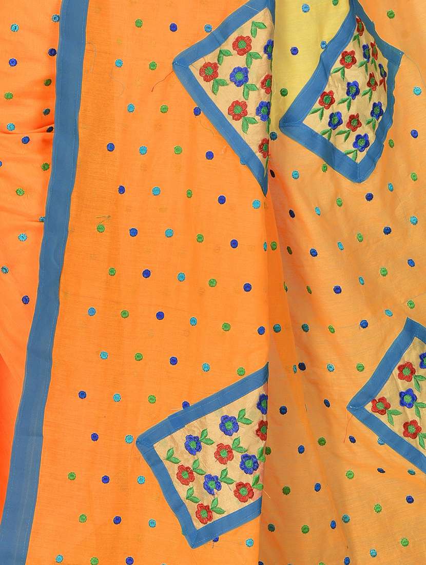women mustard embroidered saree with blouse - 20614187 - Standard Image - 2
