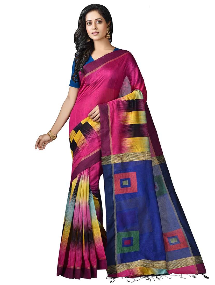women multi color printed saree with blouse