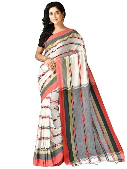 women multi color embroidered handloom saree with blouse - 20614202 -  Standard Image - 0