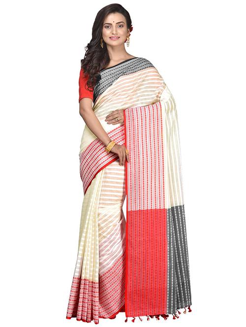 women multi color stripes handloom saree with blouse - 20614244 -  Standard Image - 0