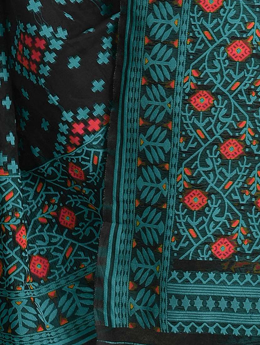 women black self design jamdani saree with blouse - 20614245 -  Standard Image - 2