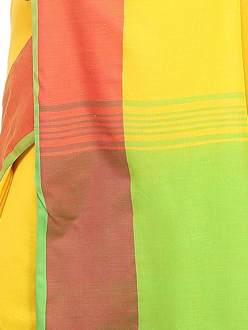 women yellow solid bordered saree with blouse - 20614260 -  Standard Image - 2