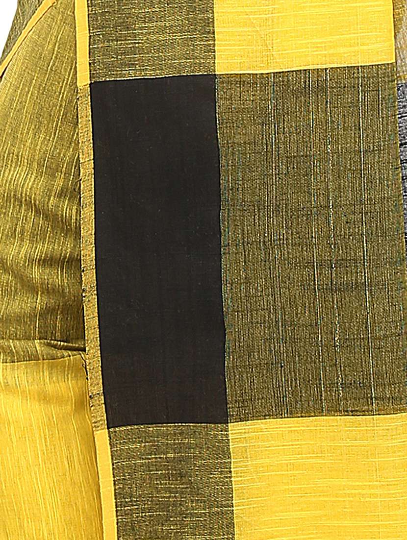 women's checks yellow colored saree with blouse - 20614264 -  Standard Image - 2