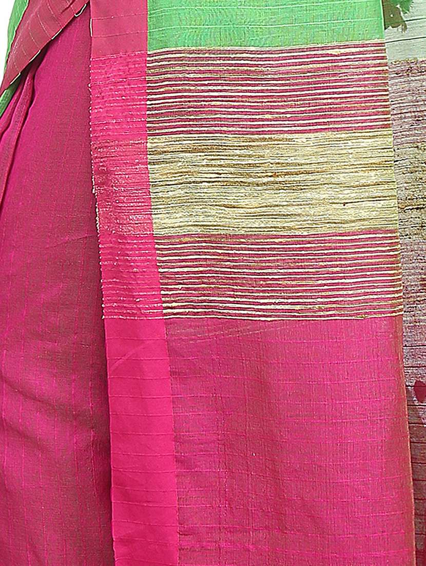 women green & pink half and half saree with blouse - 20614265 - Standard Image - 2