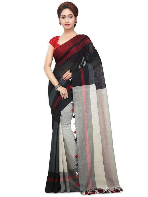 women's solid black colored saree with blouse - 20614277 -  Standard Image - 0