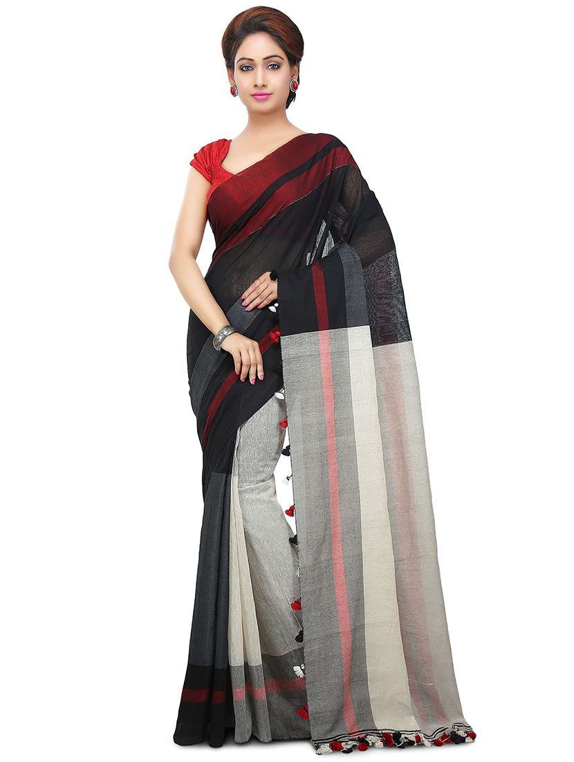 women's solid black colored saree with blouse - 20614277 -  Zoom Image - 0