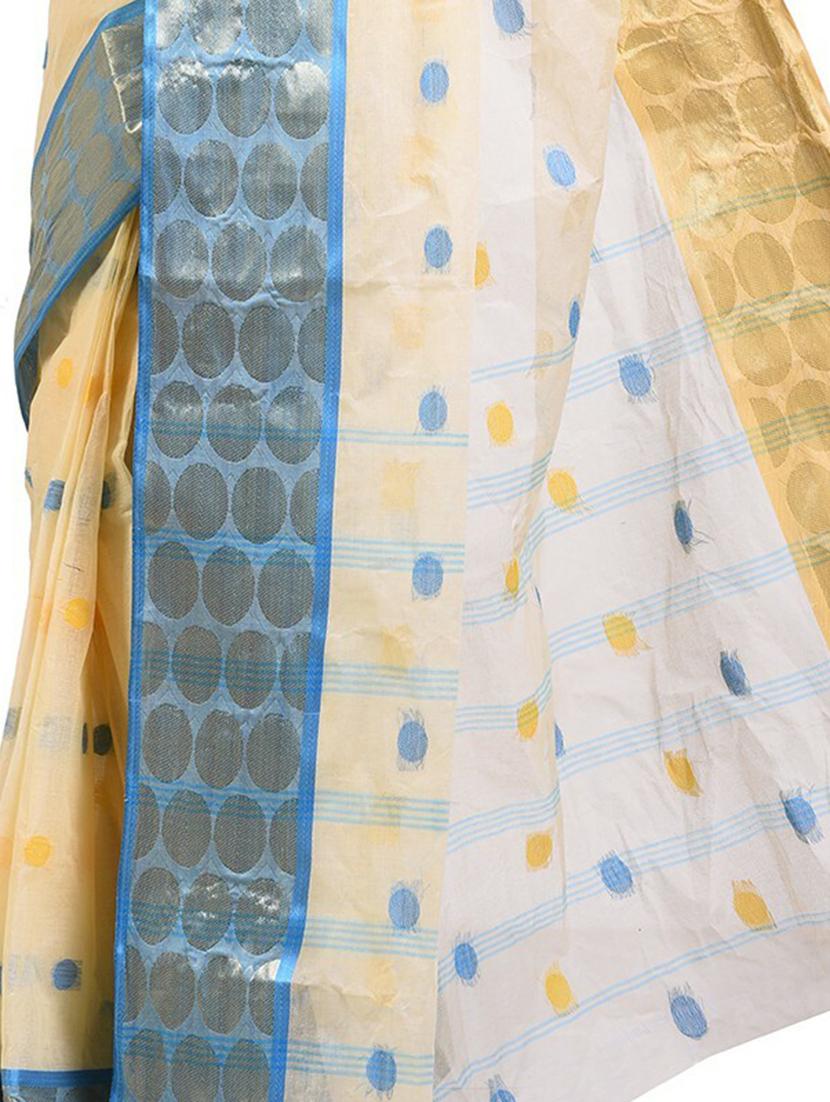 women beige self design tant saree with blouse - 20614292 - Standard Image - 2