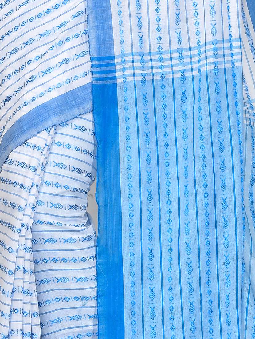 women light blue self design handloom saree with blouse - 20614310 -  Standard Image - 2