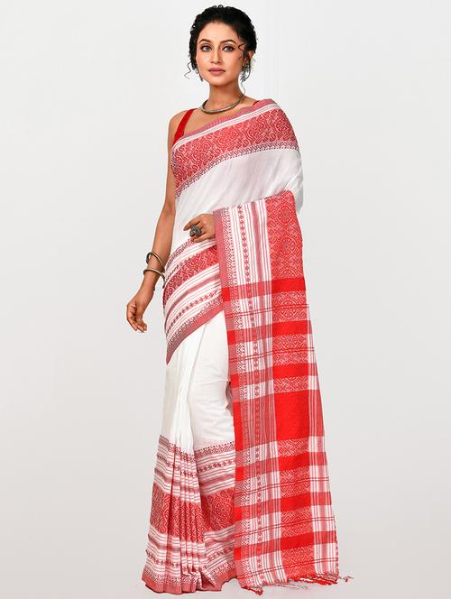 women's self design white colored saree with blouse - 20614314 -  Standard Image - 0