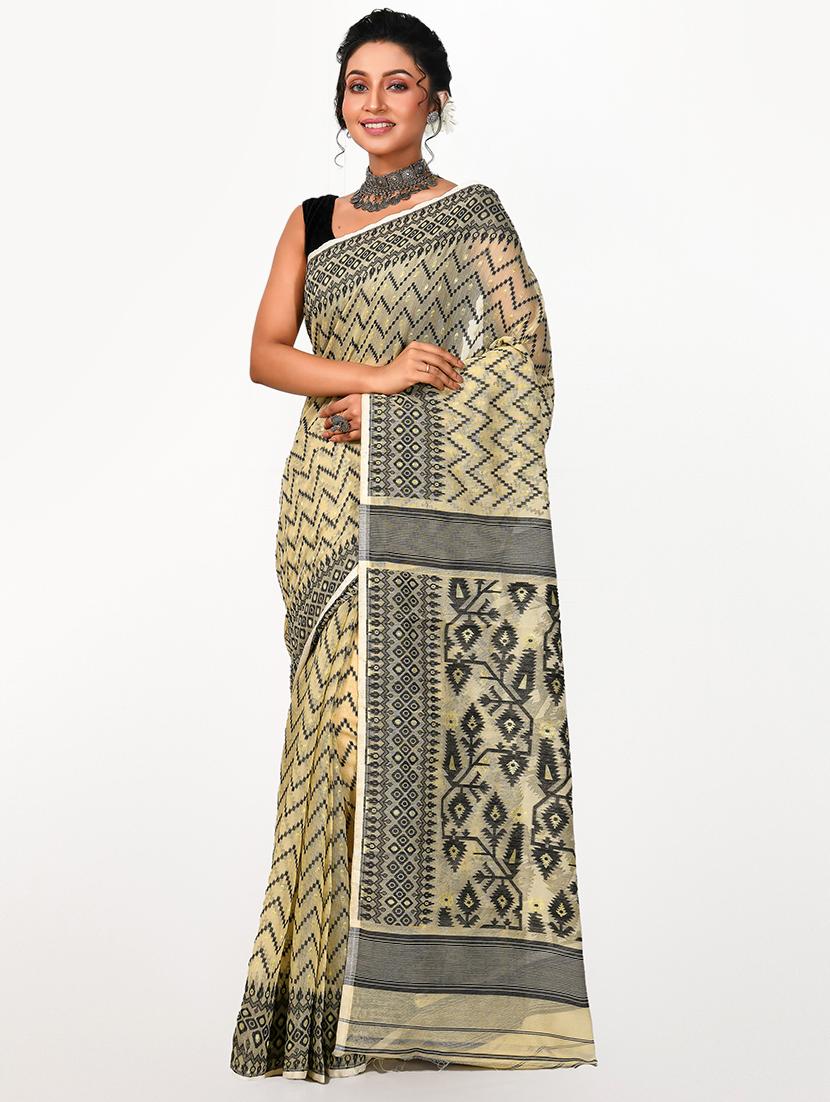 women's self design beige colored saree with blouse - 20614319 - Zoom Image - 0