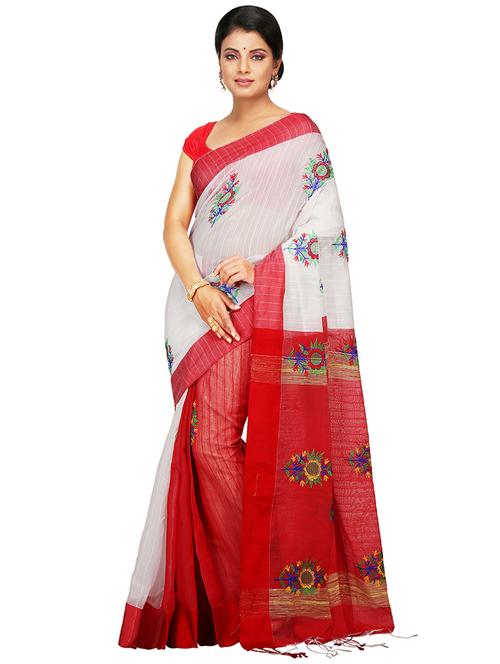 women's embroidered saree with blouse - 20614347 - Standard Image - 0
