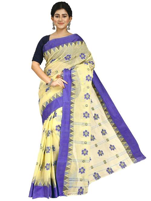 women yellow self design tant saree with blouse - 20614359 -  Standard Image - 0