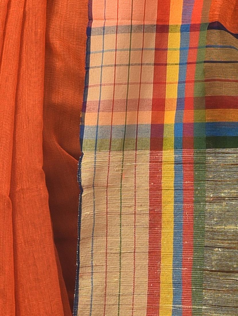 orange self design handloom saree with blouse - 20614384 - Standard Image - 2