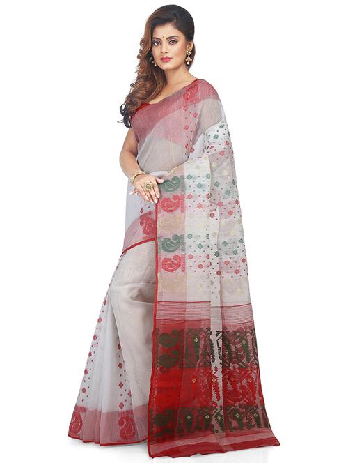 women multi color self design jamdani saree with blouse - 20614404 -  Standard Image - 0
