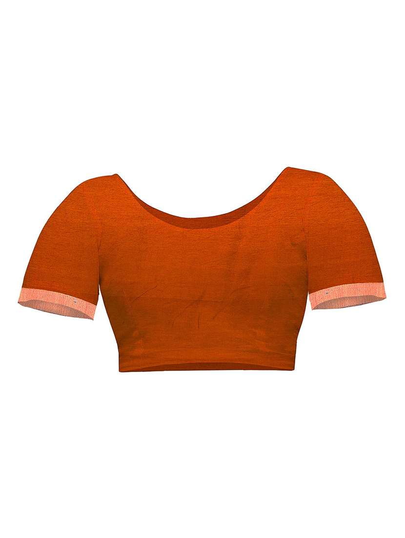 women orange batik printed saree with blouse - 20614408 -  Standard Image - 2