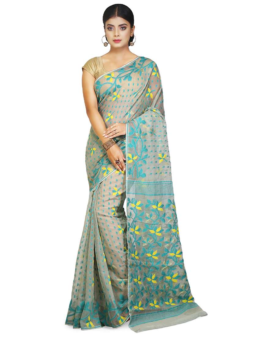 women's self design grey colored saree with blouse - 20614429 -  Zoom Image - 0