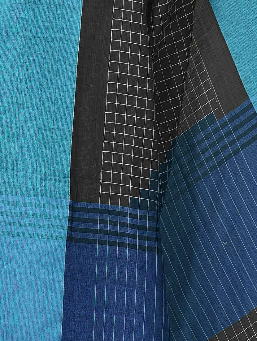 women black checks handloom saree with blouse - 20614432 - Standard Image - 2