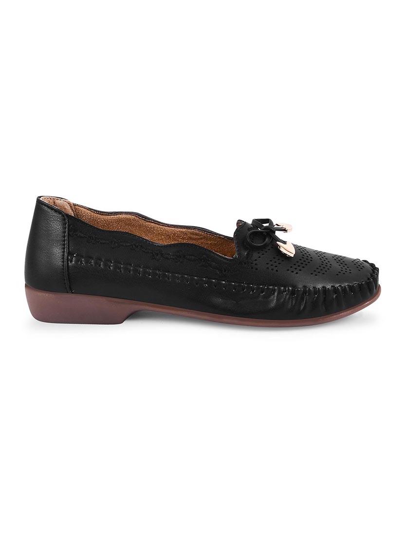black pu slip on loafers - 20614459 - Standard Image - 2