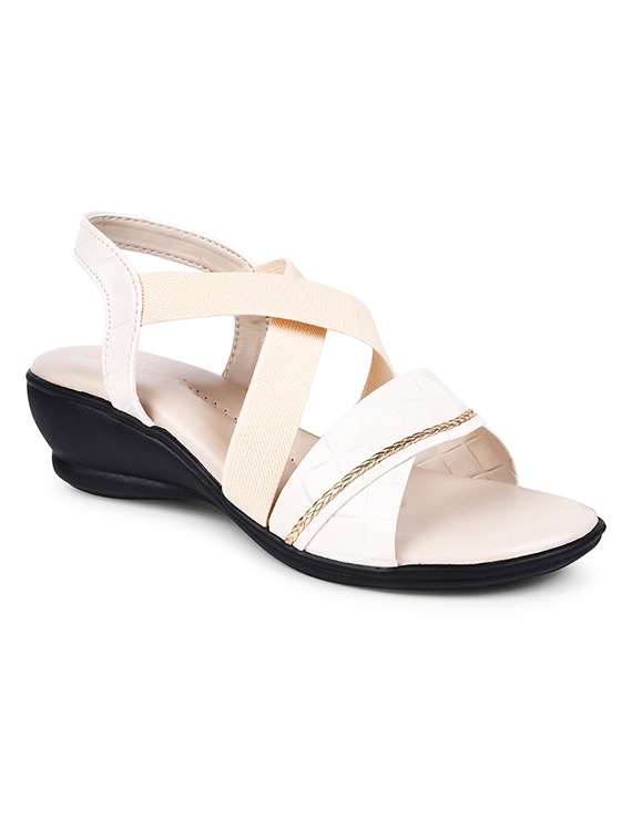 women cream ankle strap sandal