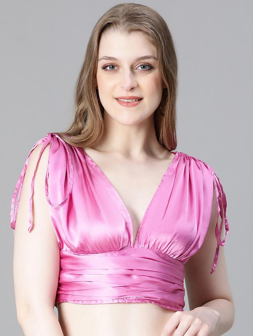 women solid sleeveles crop top - 20615203 - Zoom Image - 0