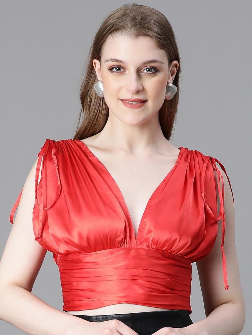 women solid sleeveles crop top - 20615206 -  Zoom Image - 0