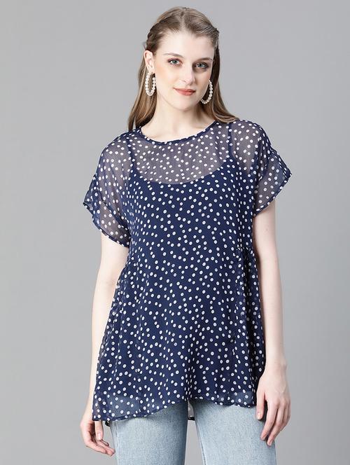 women polka doted long top - 20615235 - Standard Image - 0