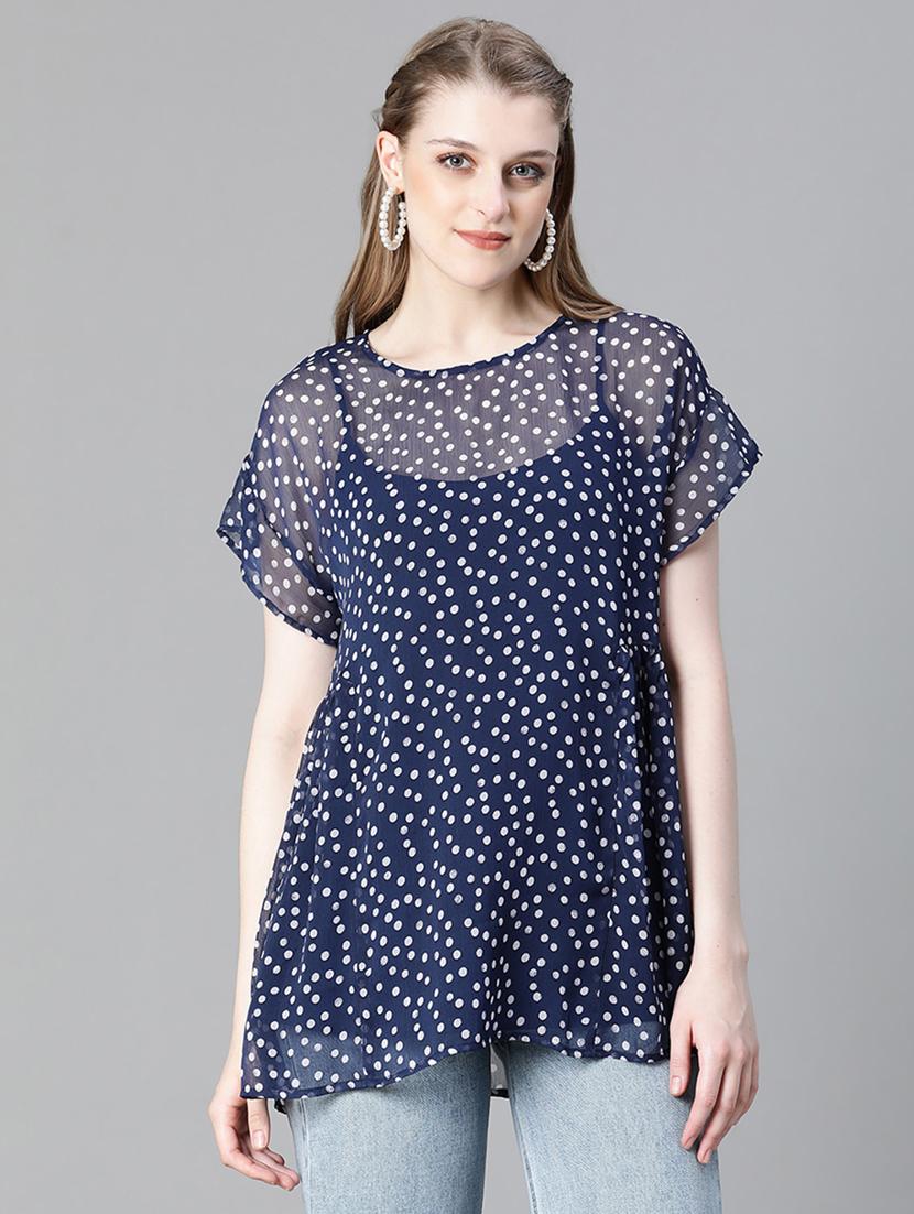 women polka doted long top - 20615235 - Zoom Image - 0