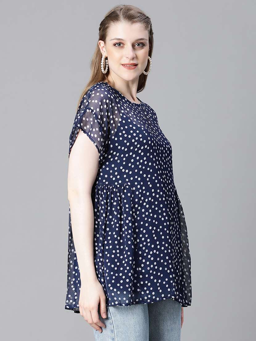 women polka doted long top - 20615235 - Standard Image - 2