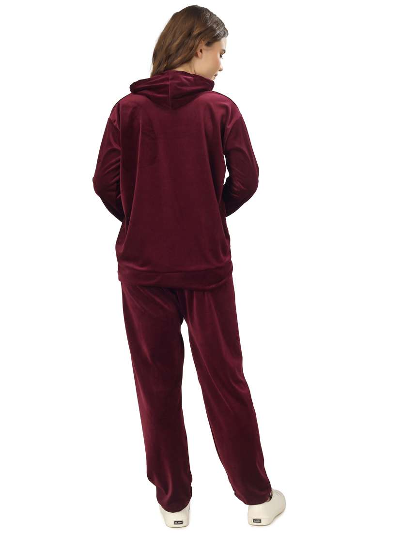 maroon velvet embellished sweatshirt - 20616036 -  Standard Image - 2