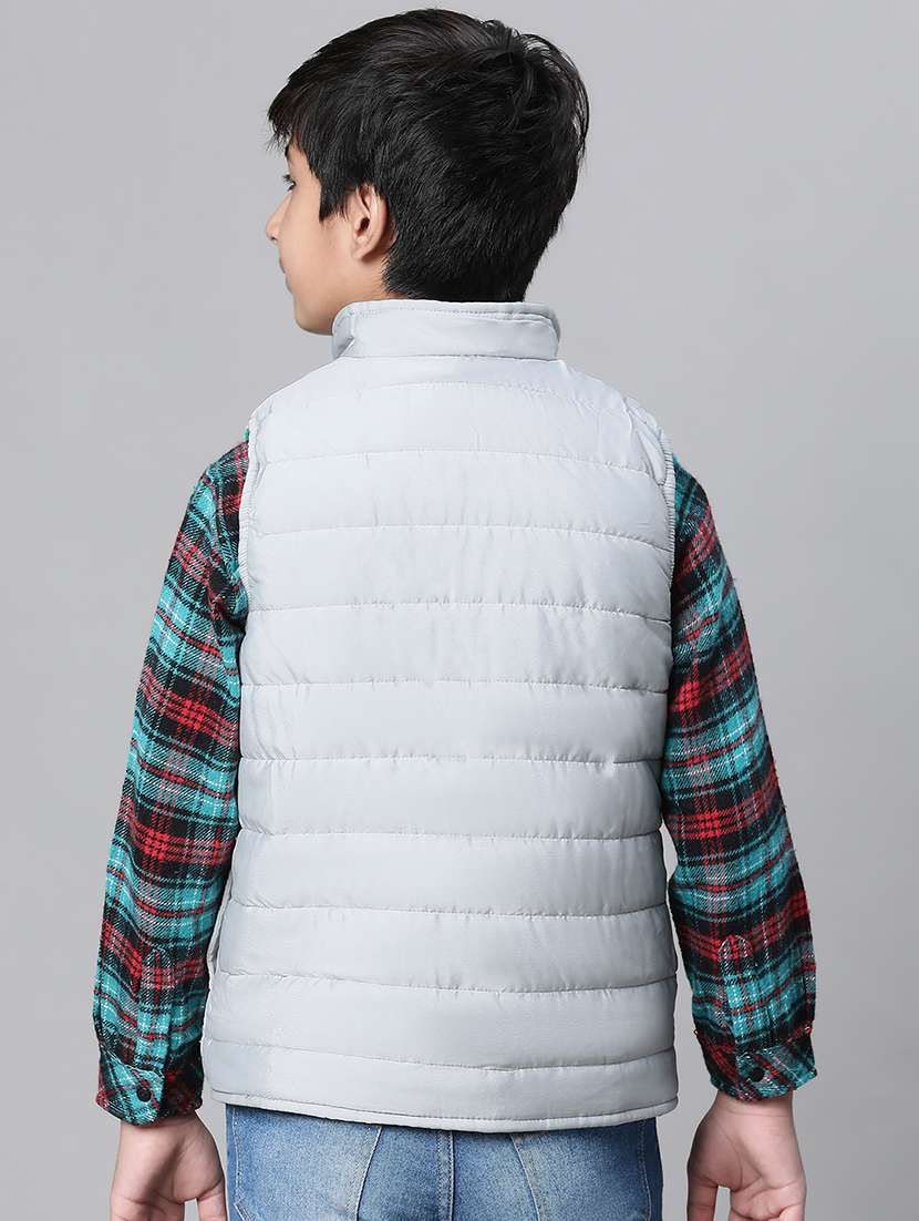 boys green solid quilted jacket - 20616505 - Standard Image - 2