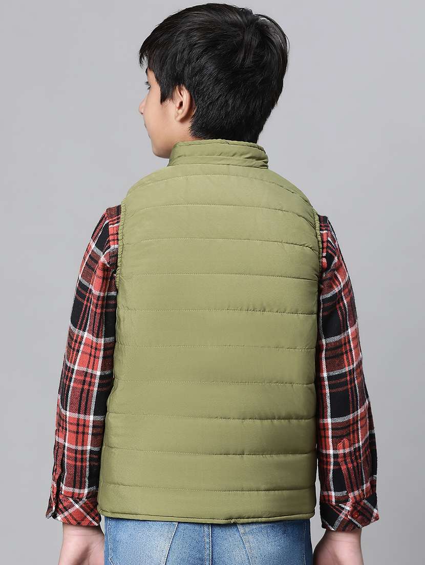 boys green solid quilted jacket - 20616508 -  Standard Image - 2