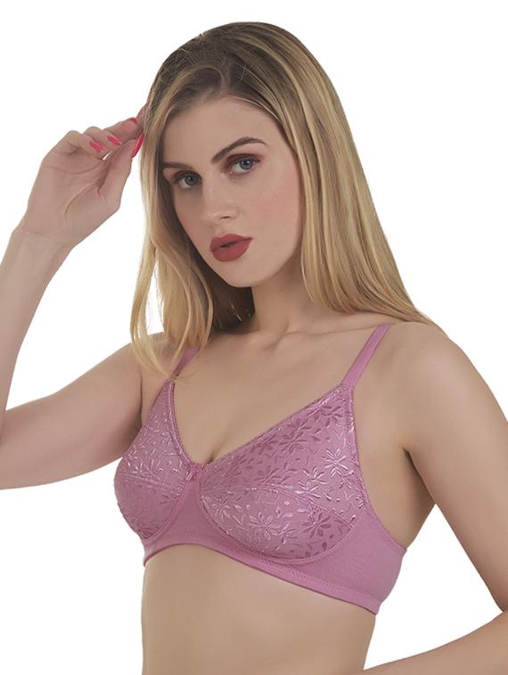 mauve cotton blend regular bra - 20616647 - Standard Image - 2