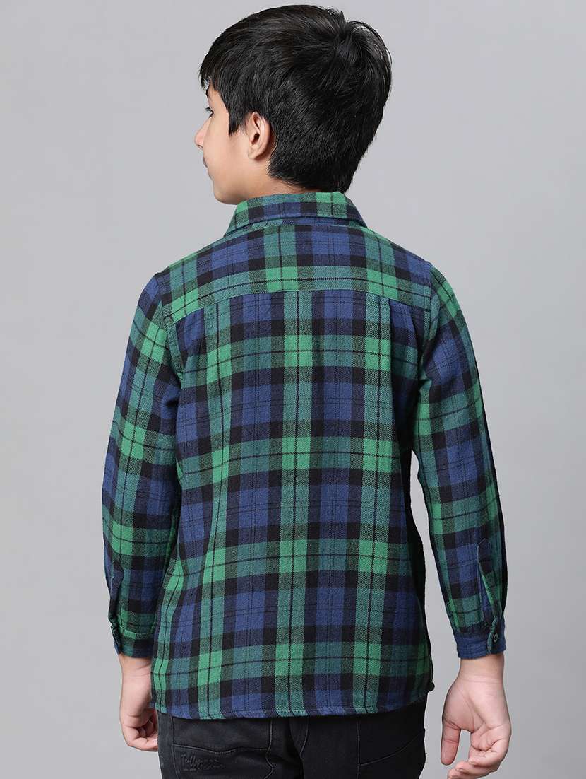 blue & green checked casual cotton shirt - 20616828 -  Standard Image - 2
