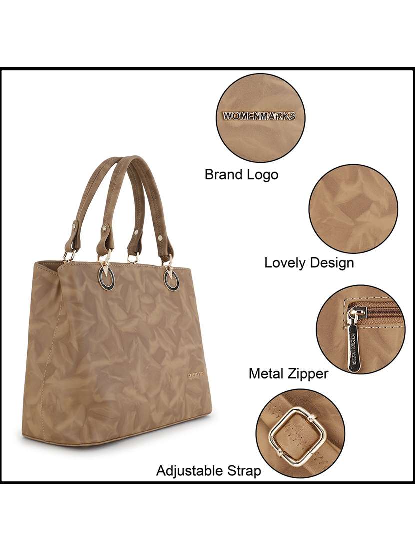 beige leatherette (pu) regular handbag - 20617003 -  Standard Image - 2