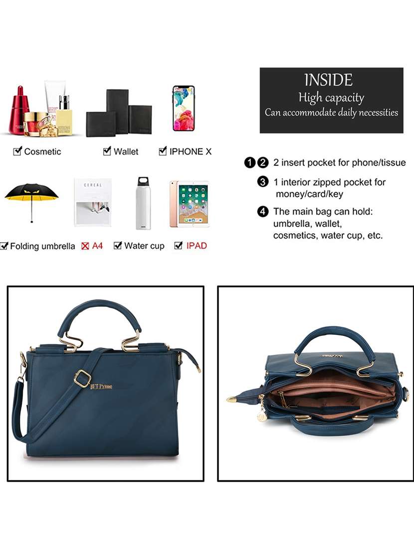 teal blue leatherette (pu) regular handbag - 20617129 - Standard Image - 2