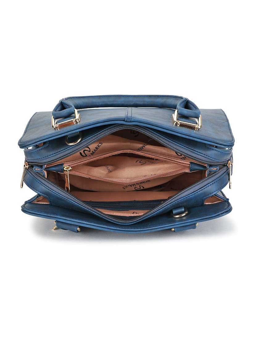 teal blue leatherette (pu) regular handbag - 20617150 - Standard Image - 2