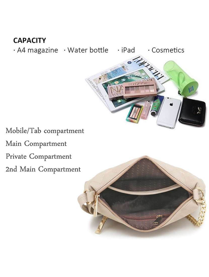 beige leatherette (pu) regular sling bag - 20617154 -  Standard Image - 2