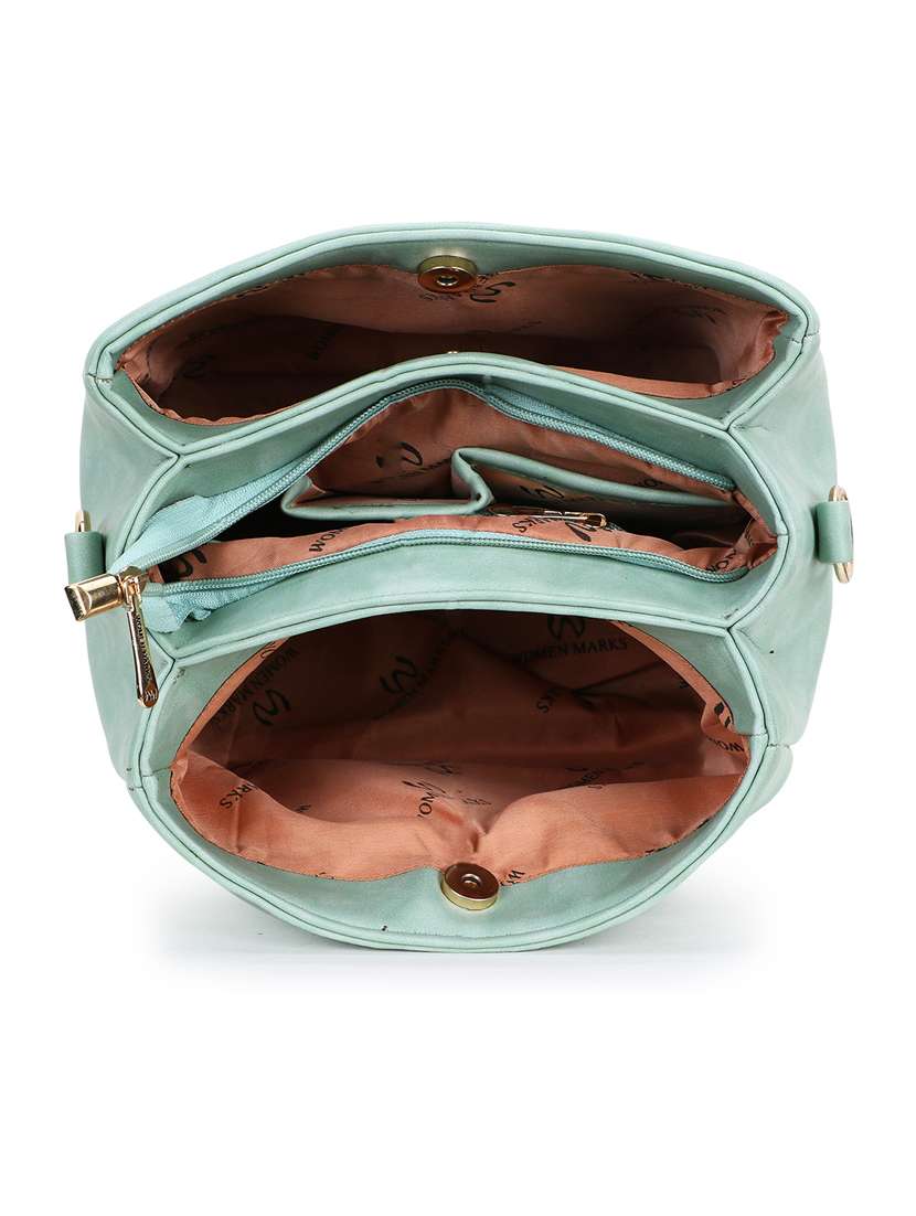sea green leatherette (pu) regular sling bag - 20617433 - Standard Image - 2