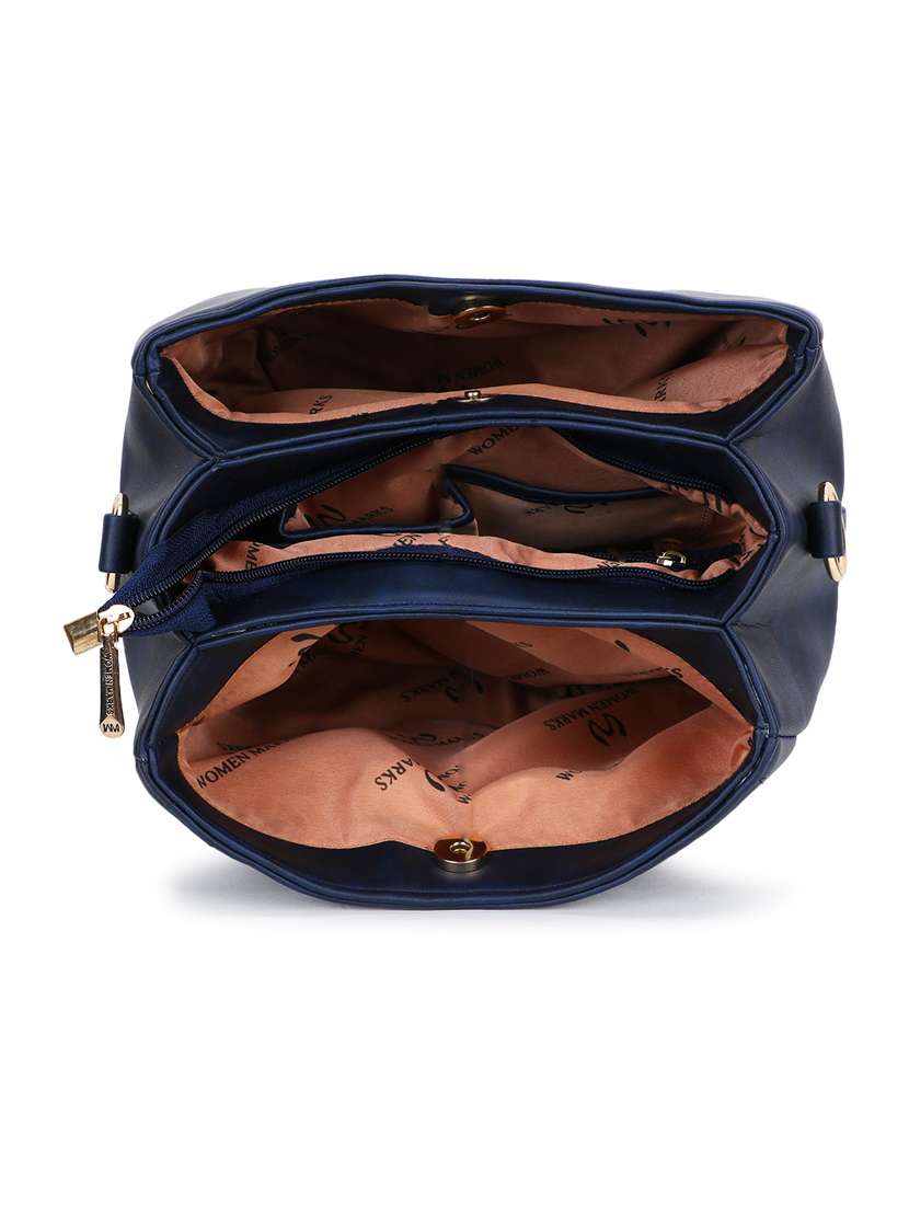 navy blue leatherette (pu) sling bag - 20617434 -  Standard Image - 2