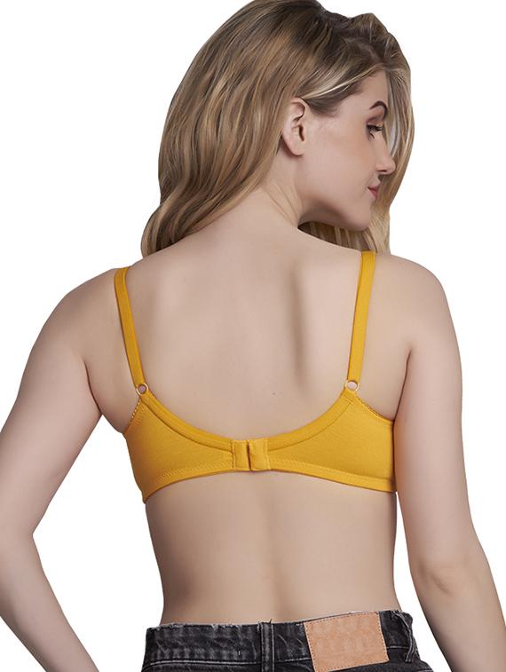 mustard cotton blend regular bra - 20617447 - Standard Image - 2