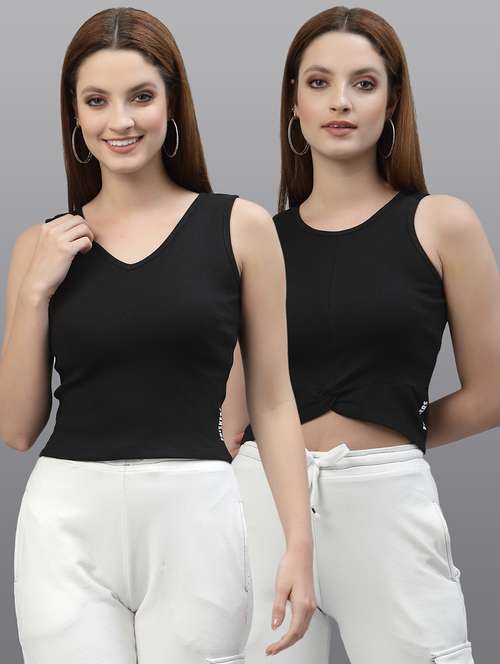 women set of 2 black casual top - 20617699 - Standard Image - 0