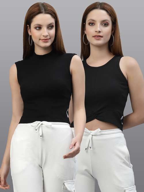 women set of 2 black casual top - 20617715 - Standard Image - 0