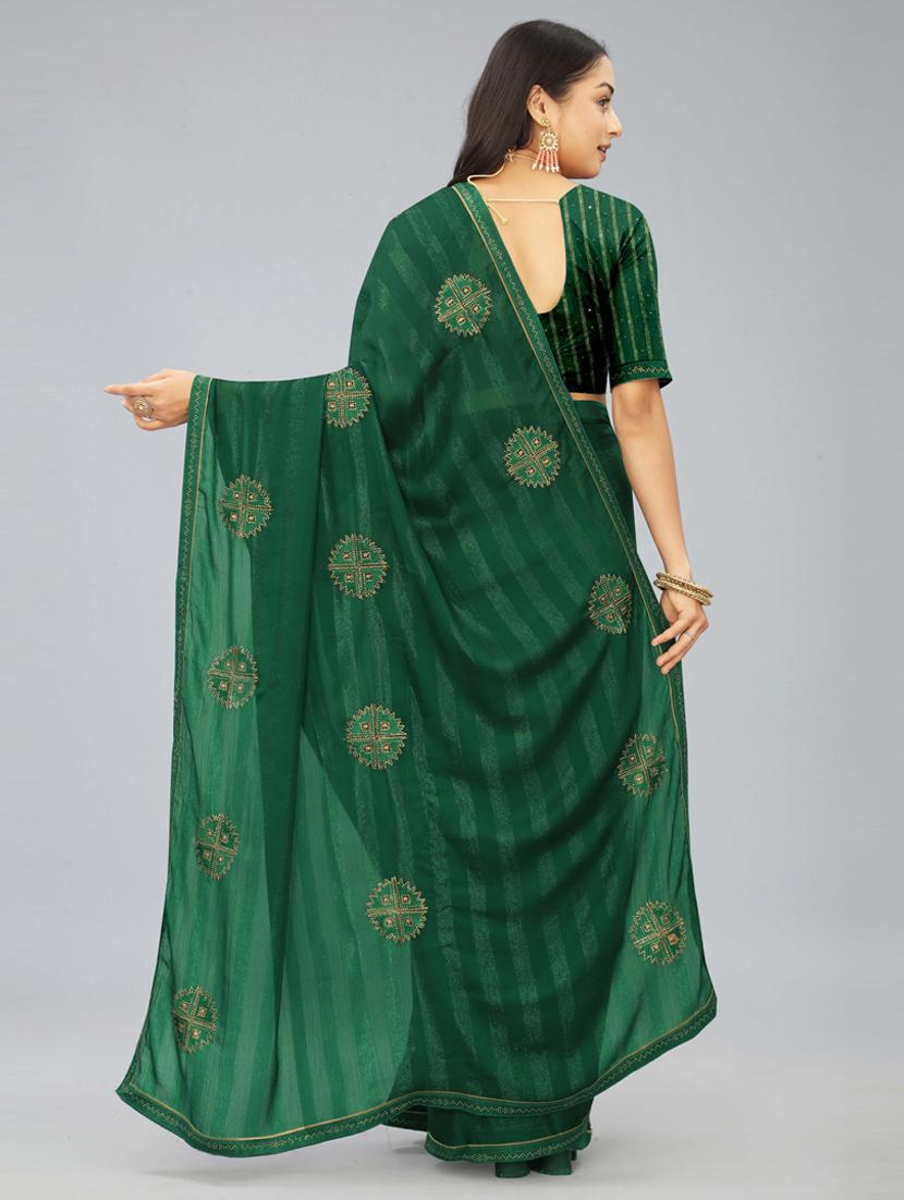 women green embellished saree - 20620527 - Standard Image - 2
