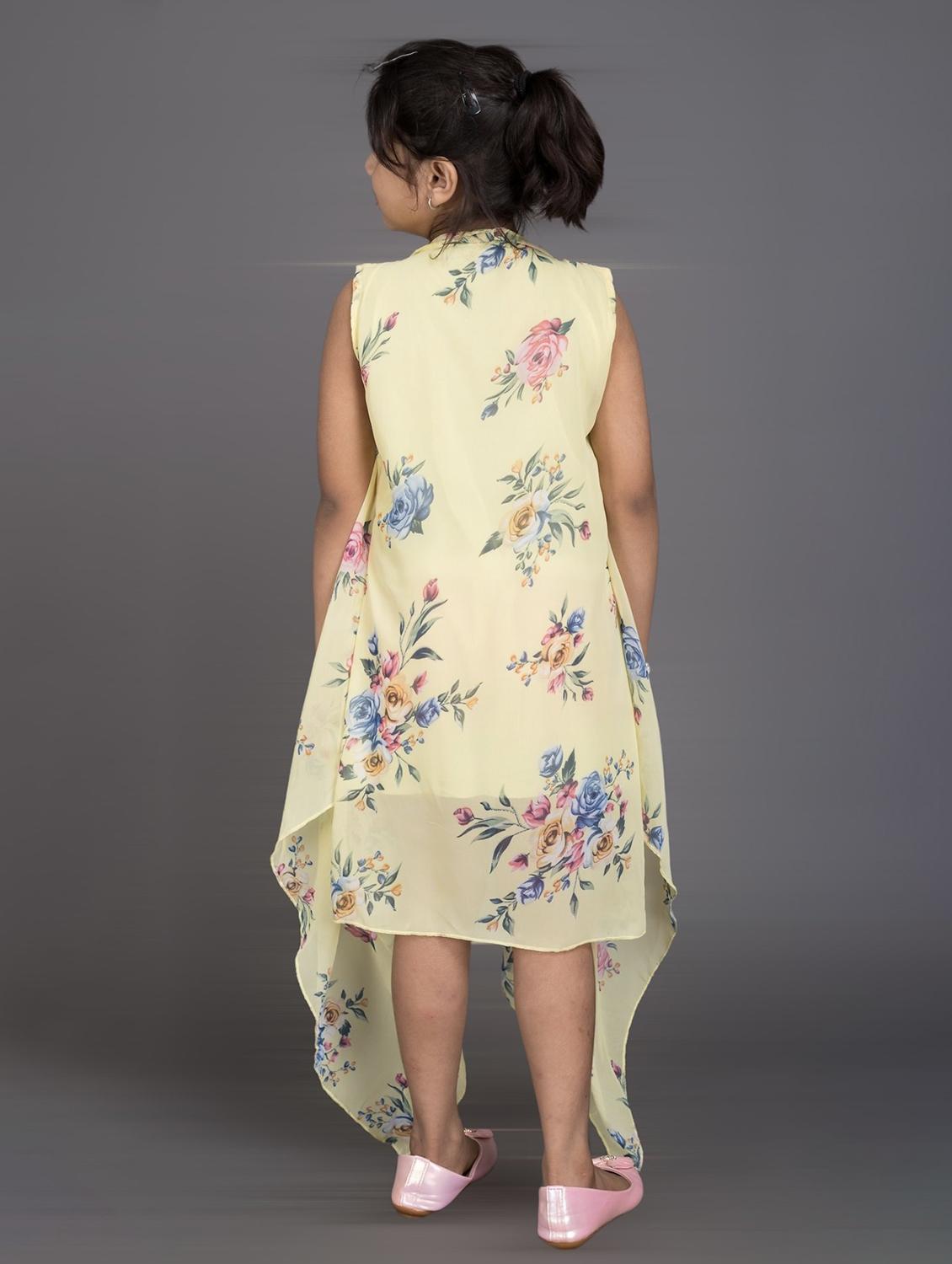 girls v-neck floral printed layered frock - 20622146 - Standard Image - 2