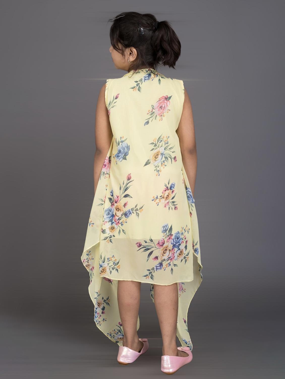 girls v-neck floral printed layered frock - 20622147 - Standard Image - 2